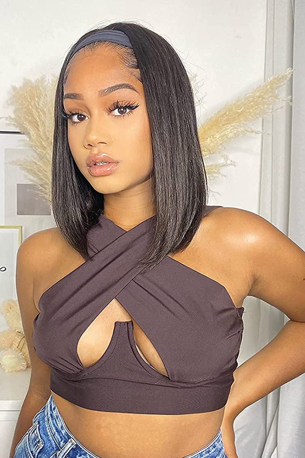 02_37fdc545-0497-41b7-a3da-8a25e35fad91.jpg Yaki Straight Bob Human Hair Headband Wig Styles - Image 1