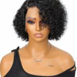 10 Inch Stacked Curly Bob Side Part Asymmetrical Full Lace Wig