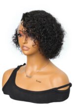 10 Inch Stacked Curly Bob Side Part Asymmetrical Full Lace Wig - Image 2