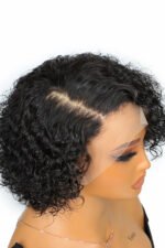 10 Inch Stacked Curly Bob Side Part Asymmetrical Full Lace Wig - Image 5
