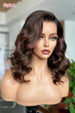 Glueless 13x6 HD Lace Wig14 Inch Bob Ombre Brown Wave Fake Scalp - Image 3