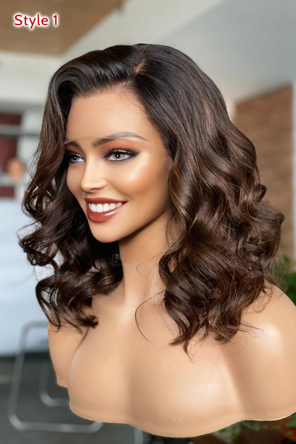 13-6-hd-glueless-lace-ombre-brown-wave-wig-hd25_2cb35432-1d17-4bd1-a8cc-8e140ffd07f7.jpg Glueless 13x6 HD Lace Wig14 Inch Bob Ombre Brown Wave Fake Scalp - Image 1