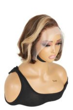 13x4 Lace Front Side Part Highlight Brown Wave Bob Wig 10 inch - Image 2