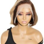 13x4 Lace Front Side Part Highlight Brown Wave Bob Wig 10 inch