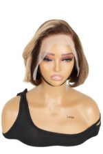 13x4 Lace Front Side Part Highlight Brown Wave Bob Wig 10 inch