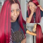 Carly 13x6 Glueless Hd Lace Wig Black Red Straight-HD56 - Image 3