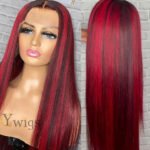 Carly 13x6 Glueless Hd Lace Wig Black Red Straight-HD56 - Image 4