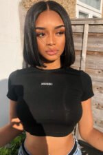 Glueless Hd Lace Front Short Wig Black Blunt Cut Bob Fake Scalp - Image 2
