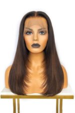 13x6 HD Straight Wigs Ombre Brown Human Hair - HD14 - Image 2