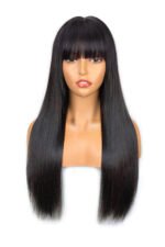13x6 Glueless Hd Lace Straight Black Wig with Bangs-HD58 - Image 3