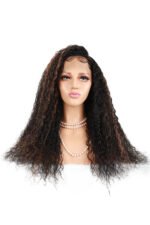 13x6 HD Lace Black Wig with Brown Highlights Water Wave-HD34 - Image 2