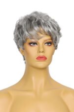 Grey Pixie Cut Human Hair Wig with Bangs MM19 - Image 3