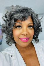 Short Wavy Salt & Pepper Bob Wig For Lady Non Lace MM01