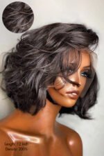 Black Beach Wave Bob Wig 13x6 Glueless HD Lace Fake Scalp - Image 2