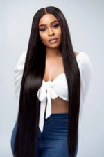 28-40 Inch Hd Lace Front Long Straight Black Wig - LW01