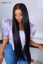 28-40 Inch Hd Lace Front Long Straight Black Wig - LW01 - Image 3