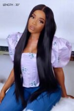 28-40 Inch Hd Lace Front Long Straight Black Wig - LW01 - Image 4