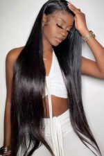 28-40 Inch Hd Lace Front Long Straight Black Wig - LW01 - Image 5