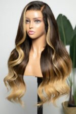 13x6 HD Ombre Brown and Blond Wave Wig-HD27 - Image 3