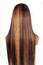 13x6 Glueless Hd Straight Lace Front Brown Wig with Blonde Highlights - Image 5