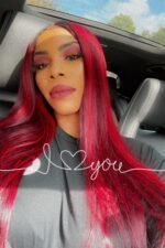 Carly 13x6 Glueless Hd Lace Wig Black Red Straight-HD56 - Image 2