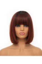 Non Lace Wig With Head Spin Highlight 99J&27# Straight Human Hair MM12 - Image 3