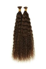 Double Drawn #4a Dark Brown Bulk Hair For Braiding Wet Wave BU37 - Image 3