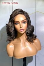 5*5 HD Lace Short Wavy Salt & Pepper Bob Wig For Lady - Image 3