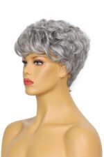 Grey Pixie Cut Human Hair Wig with Bangs MM19 - Image 4