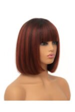 Non Lace Wig With Head Spin Highlight 99J&27# Straight Human Hair MM12 - Image 5