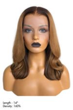13x6 HD Glueless Lace Front Layered Brown Wave 14 inch Bob Wigs - Image 2