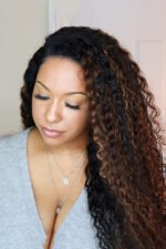 13x6 HD Lace Black Wig with Brown Highlights Water Wave-HD34 - Image 3