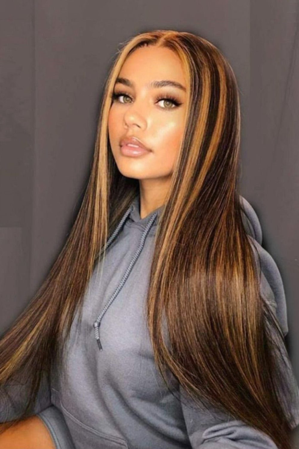 5_1d1c9c86-025e-4468-9ab3-fa961c4cbf64.jpg 13x6 Glueless Hd Straight Lace Front Brown Wig with Blonde Highlights - Image 1