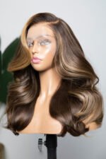 13x6 HD Brown Highlight Wave Virgin Hair Wig-HD26 - Image 2