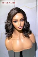 5*5 HD Lace Short Wavy Salt & Pepper Bob Wig For Lady - Image 4