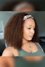 Chocolate Kinky Curly Headband Wig Human Hair HBW10 - Image 5