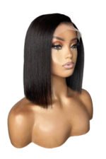 5x5 HD Lace Closure Wig Straight Black Blunt Cut Bob Human Hair - Image 8
