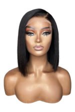 5x5 HD Lace Closure Wig Straight Black Blunt Cut Bob Human Hair - Image 9