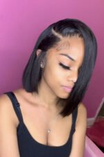 5x5 HD Lace Closure Wig Straight Black Blunt Cut Bob Human Hair - Image 10