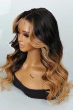 5x5 Lace Closure Strawberry Blonde Skunk Stripe Wig Body Wave - Image 2
