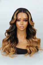 5x5 Lace Closure Strawberry Blonde Skunk Stripe Wig Body Wave