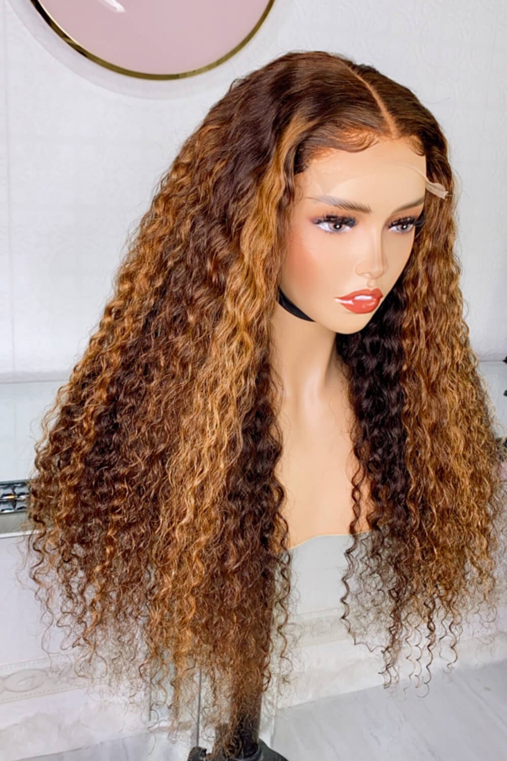 5x5-lace-closure-wig-deep-wave-light-honey-brown-with-highlights-3.jpg 5x5 Lace Closure Wig Deep Wave Light Honey Brown with Highlights - Image 1