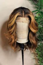 5x5 Lace Closure Wig Highlight Brown 27# Body Wave Human Hair