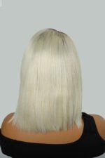 Side Part Short Straight Bob Wigs 613 Blonde With Brown Roots - Image 4