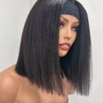 12 Inch Blunt Cut Bob Lace Headband Wig Kinky Straight Black
