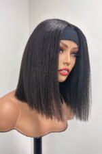 12 Inch Blunt Cut Bob Lace Headband Wig Kinky Straight Black
