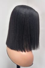 12 Inch Blunt Cut Bob Lace Headband Wig Kinky Straight Black - Image 2