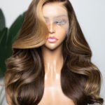 13x6 HD Brown Highlight Wave Virgin Hair Wig-HD26