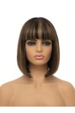 Non Lace Wig With Head Spin Highlight 99J&27# Straight Human Hair MM12 - Image 2