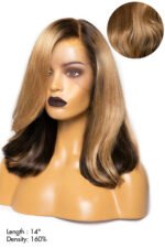 13x6 HD Glueless Lace Front Layered Brown Wave 14 inch Bob Wigs - Image 3